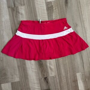 adidas Hot Pink Pleated Athletic Skirt with White Band